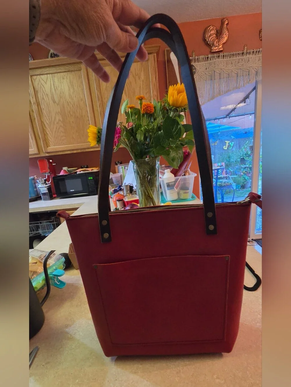 Portland Leather Goods Zipper Tote In Ruby EUC